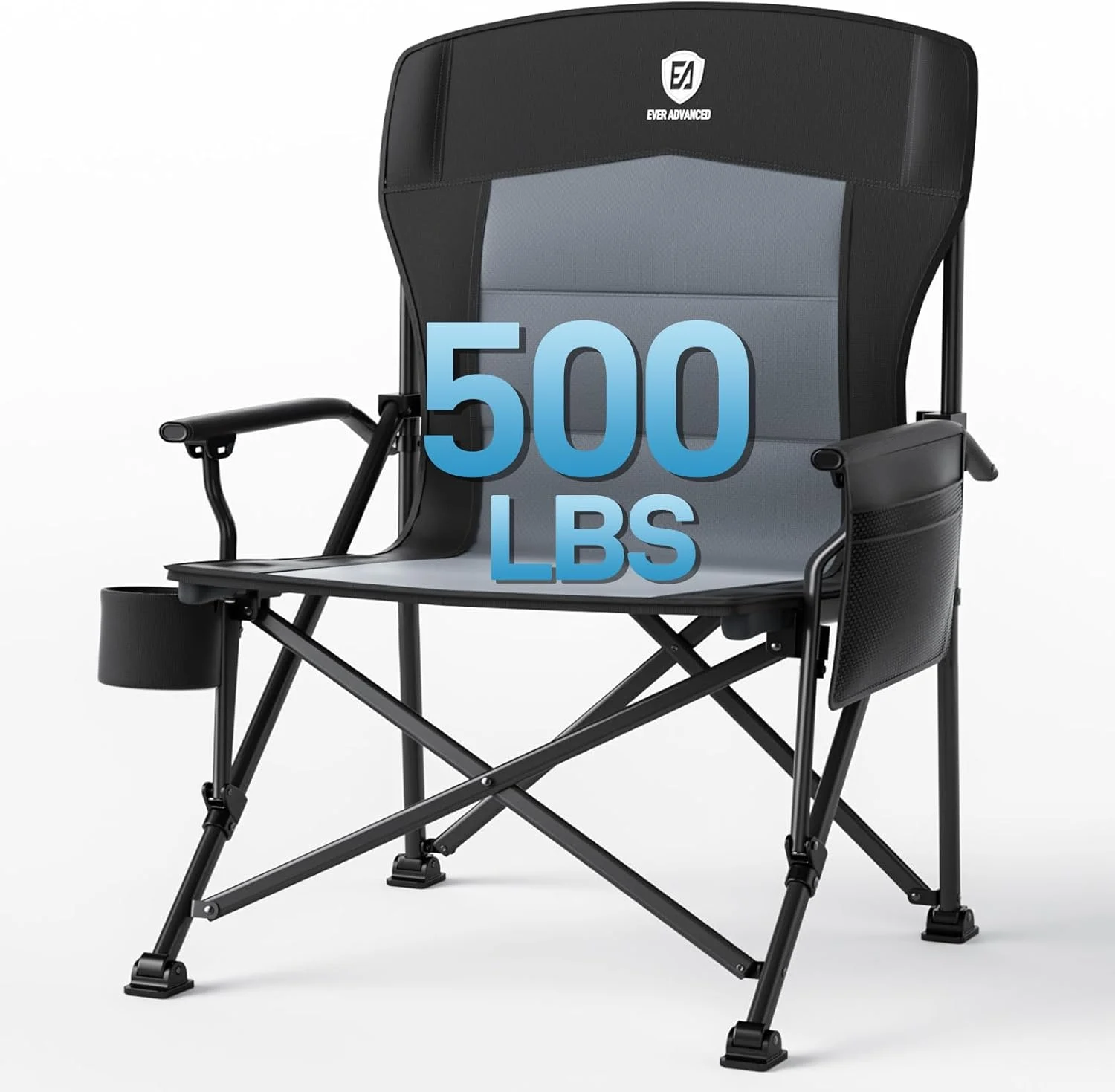Black Heavy‑Duty Camping Chair