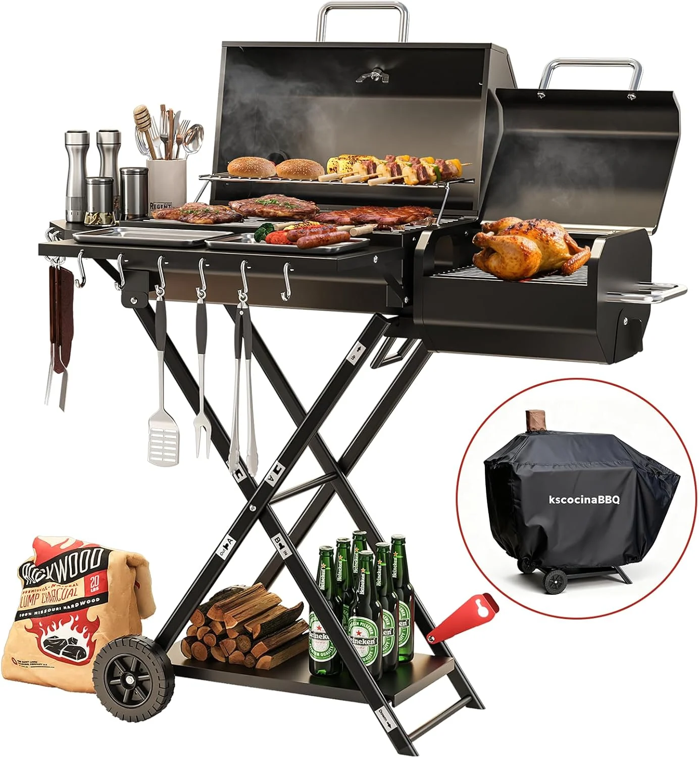 71IH2CHSJXL._AC_SL1500_ Portable Foldable Charcoal Grill - Image 1