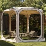 Beige Mesh Screen Gazebo