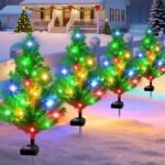 4Pcs Solar Christmas Tree Stakes